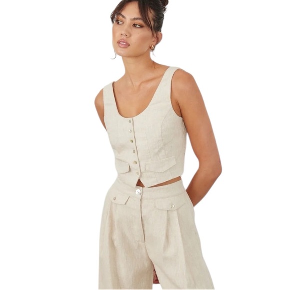 ANTHROPOLOGIE SOVERE "The Instance" Crop Vest in Natura Size XL — GORGEOUS!!! - Picture 1 of 8